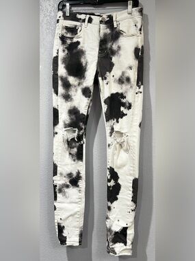 Men’s Purple Brand P0001 Cloud Print Distressed Slim-Fit Jeans Size 28